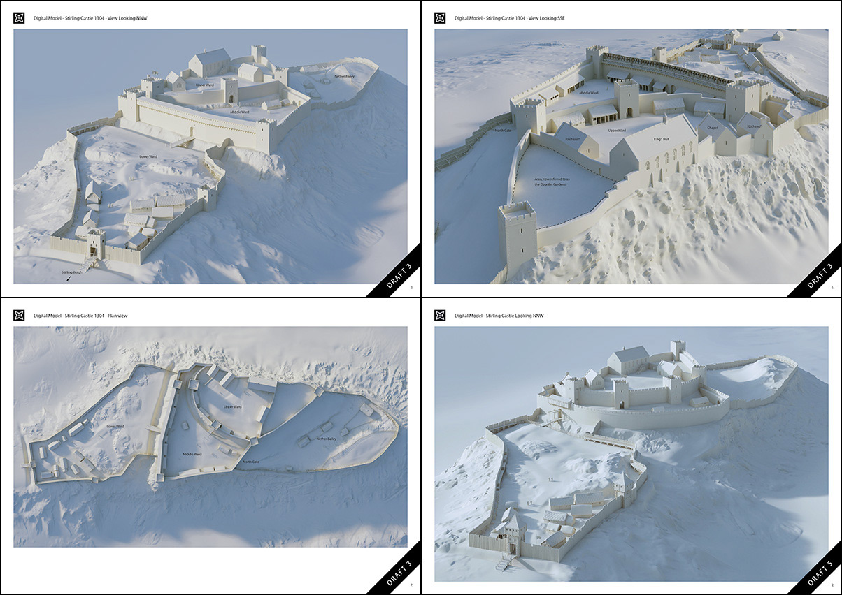Developing drafts of the 3D model of Stirling Castle 1304